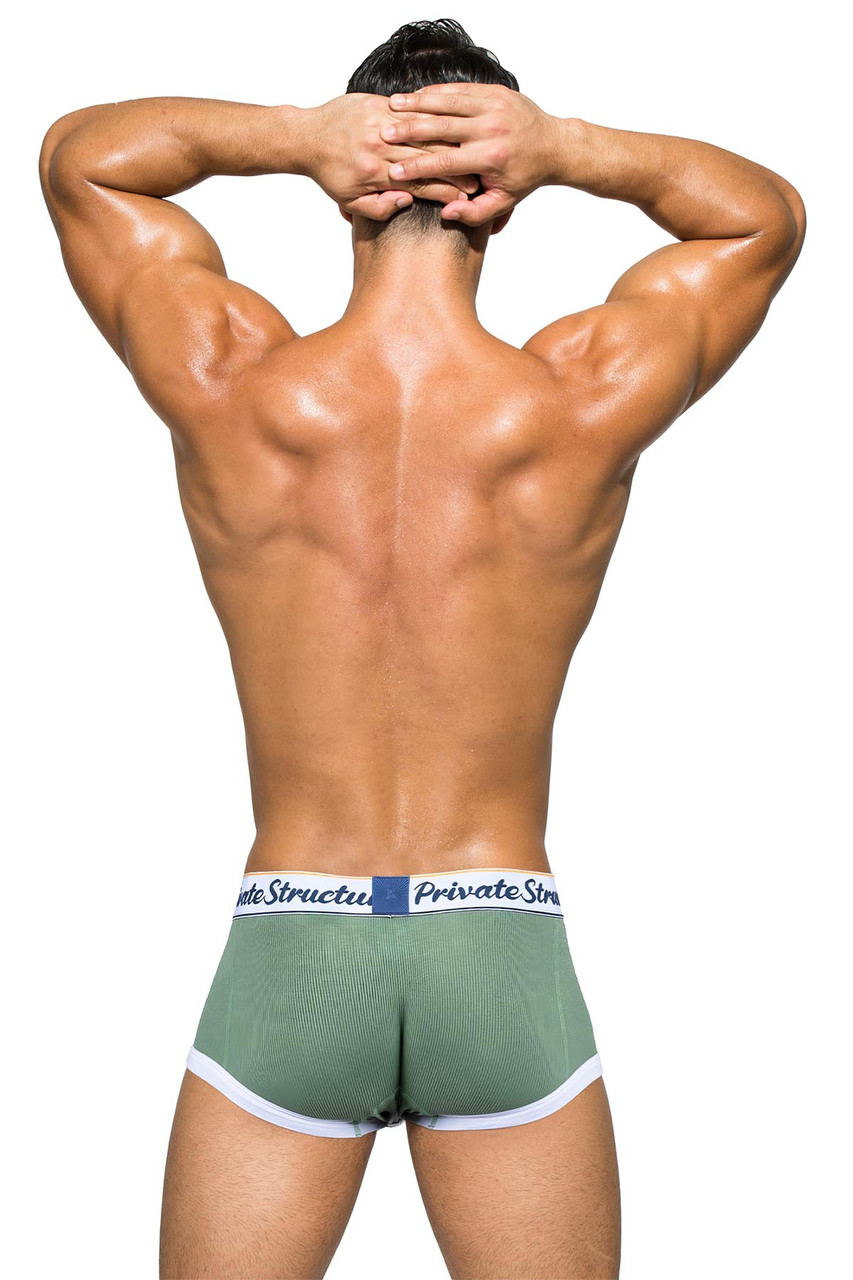 Private Structure Classic Mid Waist Trunk, Herbal Garden Green, SCUS4530-GDGN, Mens Trunk Boxers