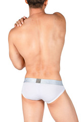Private Structure Bamboo Viscose Mid Waist Mini Brief | Bright White | PBUT4378-BTWH  - Mens Briefs - Rear View - Topdrawers Underwear for Men
