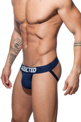 Addicted Push Up Mesh Jock | Navy | AD773-09  - Mens Jockstraps - Side View - Topdrawers Underwear for Men
