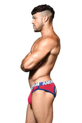Andrew Christian CoolFlex Modal Locker Room Jock Show-It | Burgundy 93371 | Side View | Mens Jock Briefs | Topdrawers Underwear for Men Andrew Christian CoolFlex Modal Locker Room Jock Show-It | Burgundy 93371 | Side View | Mens Jock Briefs | Topdrawers Underwear for Men