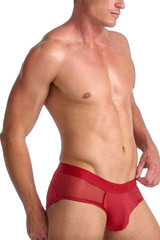 Teamm8 Score Sheer Brief | Jester Red TU-BFSCORE3 | Side View | Mens Briefs | Topdrawers Underwear for Men Teamm8 Score Sheer Brief | Jester Red TU-BFSCORE3 | Side View | Mens Briefs | Topdrawers Underwear for Men