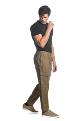 Postmarc Stretch Woven Cargo Pants | Fawn PM-3030 | Side View | Mens Pants | Topdrawers Clothing for Men Postmarc Stretch Woven Cargo Pants | Fawn PM-3030 | Side View | Mens Pants | Topdrawers Clothing for Men