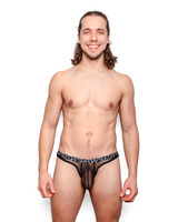 Sukrew Underground Mesh Low Rise Thong | Underground Black MLT-PE-146 | Front View | Mens Thongs | Topdrawers Underwear for Men Sukrew Underground Mesh Low Rise Thong | Underground Black MLT-PE-146 | Front View | Mens Thongs | Topdrawers Underwear for Men