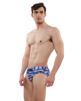 ST33LE Swim Brief | Cobalt Sky Camo ST-8015-18 | Side View | Mens Swim Briefs | Topdrawers Swimwear for Men