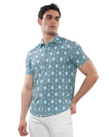 ST33LE Stretch Open Knit Short Sleeve Shirt | Marine Ocean Diamonds ST-48067 | Side View | Mens Short Sleeve Shirts | Topdrawers Clothing for Men ST33LE Stretch Open Knit Short Sleeve Shirt | Marine Ocean Diamonds ST-48067 | Side View | Mens Short Sleeve Shirts | Topdrawers Clothing for Men