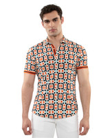 ST33LE Performance Short Sleeve Shirt | Rust Marine Tiles ST-26023 | Front View | Mens Short Sleeve Shirts | Topdrawers Clothing for Men