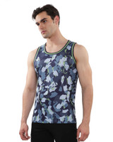 ST33LE Stretch Mesh Tank | Petrol Marine Camo ST-11124 | Side View | Mens Tank Tops | Topdrawers Clothing for Men ST33LE Stretch Mesh Tank | Petrol Marine Camo ST-11124 | Side View | Mens Tank Tops | Topdrawers Clothing for Men
