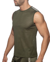 Addicted Nexus Mesh Tank Top | Khaki AD1337 | Side View | Mens Sleeveless T-Shirts | Topdrawers Clothing for Men
