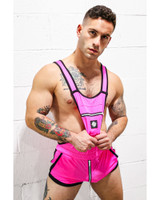 Breedwell Futura Sluterall | Neon Pink 2503-BODY | Side View | Mens Wrestling Singlets | Topdrawers Underwear for Men