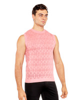 ST33LE Pointelle Knitted Vest | Peach Amber Diamond ST-24301 | Side View | Mens Casual Tops | Topdrawers Clothing for Men