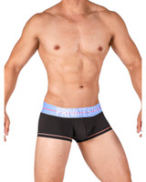 Private Structure MO-Lite Mid Waist Trunk Wizard Black Placid Blue MOUX4103 | Side View | Mens Boxer Briefs | Topdrawers Underwear for Men