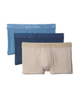 Calvin Klein 3-Pack Ultra Soft Modern Modal Trunk Oatmeal Heather Gulf Blue Liberty Blue NB4192G-3YO | Side View | Mens Boxer Briefs | Topdrawers Underwear for Men