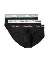Calvin Klein 3-Pack Microfiber Stretch Hip Brief Black w  Black Light Cast Feel The Mint NB4408G-3ZP | Front View | Mens Briefs | Topdrawers Underwear for Men