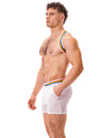 Barcode Berlin Barcode Pride Short White 91744 | Side View | Mens Athletic Shorts | Topdrawers Clothing for Men