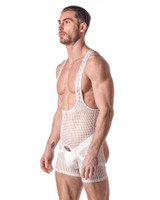 Barcode Berlin Pan Singlet White 92315 | Side View | Mens Wrestling Singlets | Topdrawers Underwear for Men