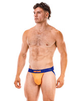 Barcode Berlin Arlo Jock Neon Orange Royal 92509 | Side View | Mens Jockstraps | Topdrawers Underwear for Men
