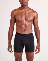 Saxx DropTemp Cooling Cotton Boxer Brief Black SXBB86F | Front View | Mens Boxer Briefs | Topdrawers Underwear for Men