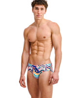 ST33LE Swim Brief Teal Multi Swirls ST-8015-35 | Side View | Mens Swim Briefs | Topdrawers Swimwear for Men