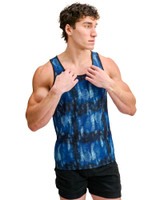 ST33LE Stretch Mesh Performance Tank Blue Navy Abstract ST-296 | Side View | Mens Tank Tops | Topdrawers Clothing for Men