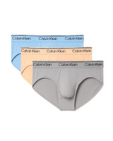 Calvin Klein 3-Pack Microfiber Stretch Hip Brief Gulf Blue Light Cast Peach Bliss NB4408G-3ZW | Closeup View | Mens Briefs | Topdrawers Underwear for Men