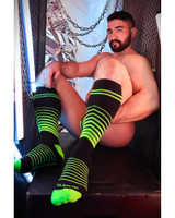 Breedwell After Dark Socks Neon Green 2601-SOCK | Side View | Mens Long Socks | Topdrawers Apparel for Men