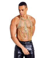 Spicy & Shiny Rhinestone Bodychain Harness JS-012 | Side View | Mens Fetish Body Harnesses | Topdrawers Underwear for Men