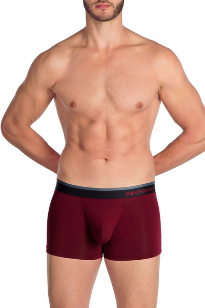 Obviously PrimeMan Boxer Brief 3 Inch Leg A00-1L Maroon - Mens Trunk Boxers - Front View - Topdrawers Underwear for Men
