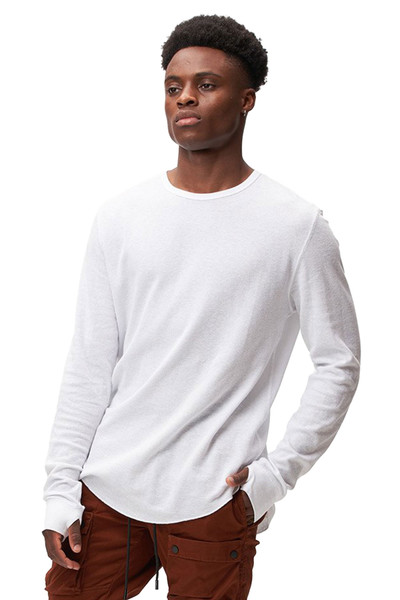 Kuwalla Tee Thermal Hi-Lo Tee L/S KUL-TH1612B-WHT White - Mens T-Shirts - Front View - Topdrawers Clothing for Men
