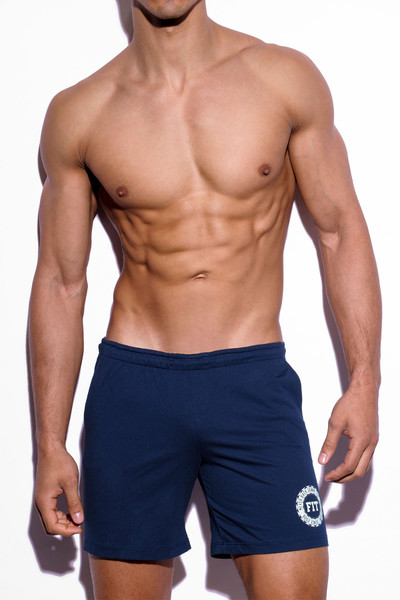 ES Collection Fitness Medium Short SP130-09 Navy Blue - Mens Athletic Shorts - Front View - Topdrawers Clothing for Men
