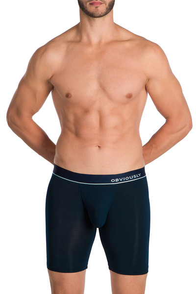 Obviously PrimeMan Boxer Brief 9 Inch Leg A01-1M Midnight - Mens Boxer Briefs - Front View - Topdrawers Underwear for Men
