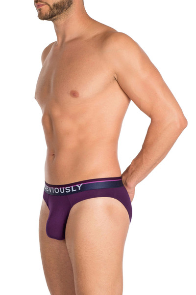 Obviously PrimeMan Hipster Brief A04-1Q Purple - Mens Briefs - Side View - Topdrawers Underwear for Men
