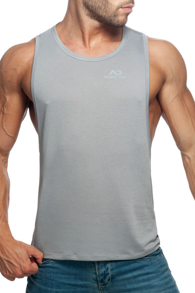 Addicted AD Low Rider Tank Top AD957-11 Grey - Mens Tank Tops - Front View - Topdrawers Clothing for Men
