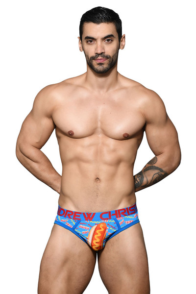 Andrew Christian Hot Dog Brief w/ Almost Naked 92388-MU Multicolour - Mens Briefs - Front View - Topdrawers Underwear for Men
