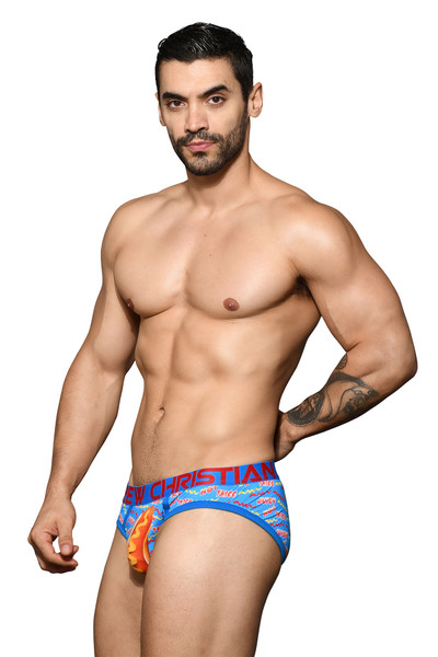 Andrew Christian Hot Dog Brief w/ Almost Naked 92388-MU Multicolour - Mens Briefs - Side View - Topdrawers Underwear for Men

