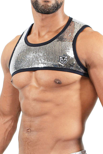 TOF Paris Broadway Harness H0016-A Silver - Mens Party Harnesses - Side View - Topdrawers Apparel for Men
