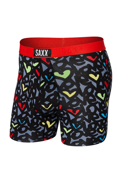 Saxx Ultra Boxer Brief w/ Fly | Love Is All - Grey SXBB30F-LAG - Mens Boxer Briefs - Front View - Topdrawers Underwear for Men
