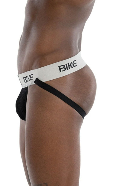 Bike Classic Jockstrap BAS303BLK Black - Mens Athletic Supporter Jockstraps - Side View - Topdrawers Underwear for Men
