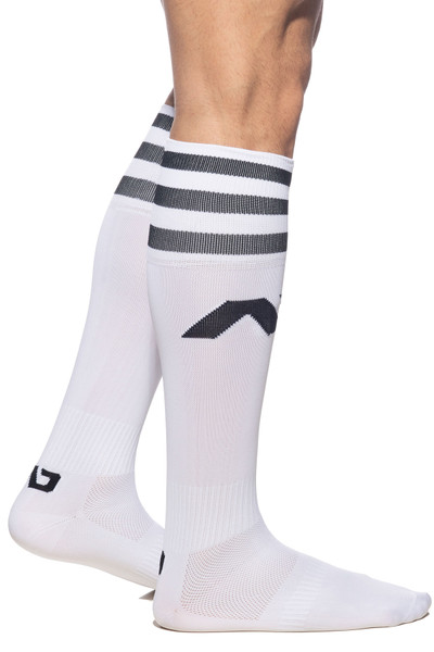 Addicted Basic Addicted Socks AD382-01 White - Mens Long Socks - Side View - Topdrawers Apparel for Men
