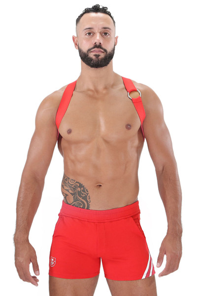 TOF Paris Party Boy Elastic Harness H0018-R Red - Mens Elastic Harnesses - Front View - Topdrawers Underwear for Men
