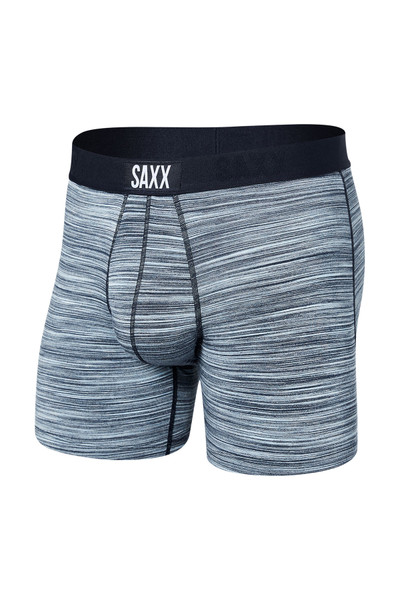 Saxx Vibe Boxer Brief SXBM35-YSH | Spacedye Heather Blue YSH - Mens Boxer Briefs - Front View - Topdrawers Underwear for Men
