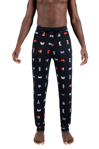 Saxx Snooze Pant | Gamer Black GBB - Mens Lounge Pants Pyjamas - Front View - Topdrawers Clothing for Men
