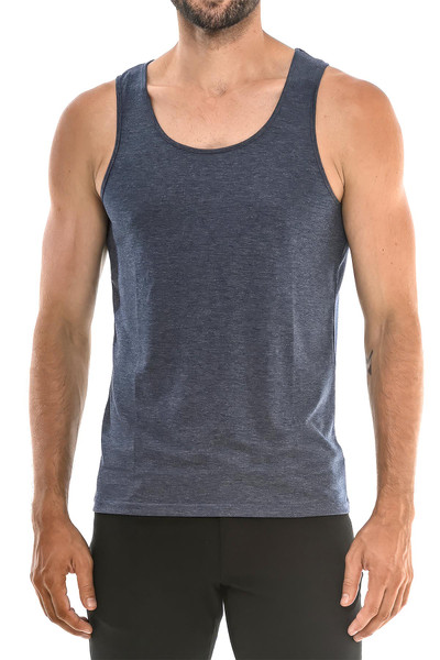 ST33LE Chevron Laser Cut Tank Top | Navy | ST-254  - Mens Tank Tops - Front View - Topdrawers Clothing for Men
