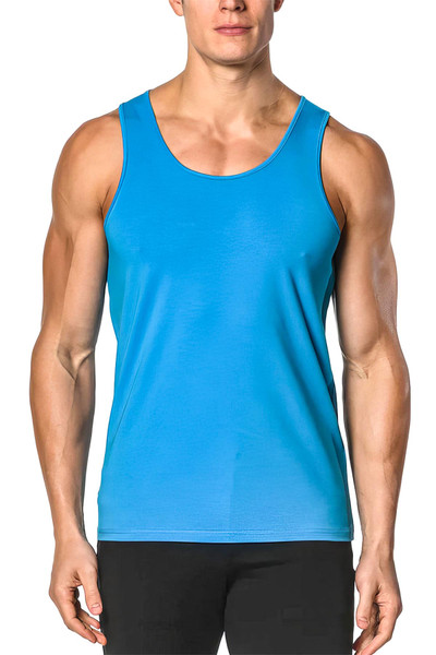 ST33LE Cotton Jersey Knit Tank Top | Blue River | ST-102-BU  - Mens Tank Tops - Front View - Topdrawers Clothing for Men
