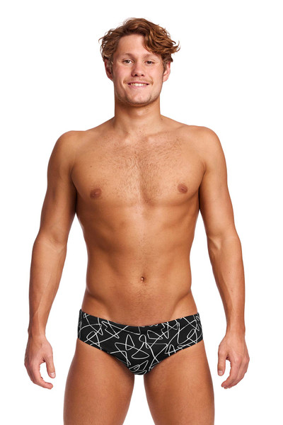 Funky Trunks Classic Swim Briefs | Texta Mess | FT35M71644  - Mens Swim Briefs - Front View - Topdrawers Swimwear for Men
