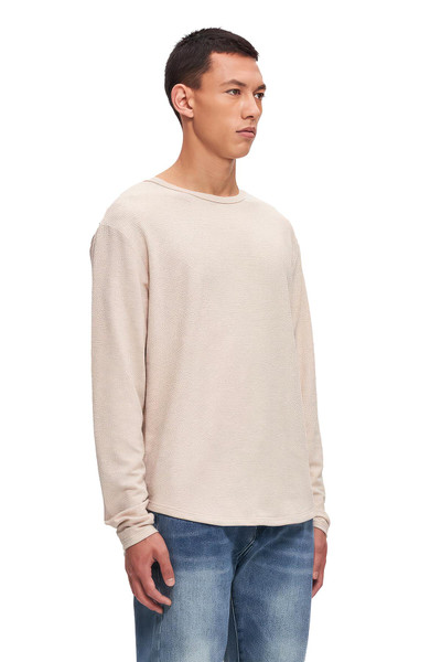 Kuwalla Tee Long Sleeve Slub Hi-Lo | Pelican | KUL-LSS2285  - Mens Long Sleeve Knit Tops - Side View - Topdrawers Clothing for Men
