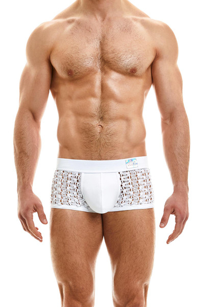 Modus Vivendi Hole Boxer | White | 02321  - Mens Boxer Briefs - Front View - Topdrawers Underwear for Men
