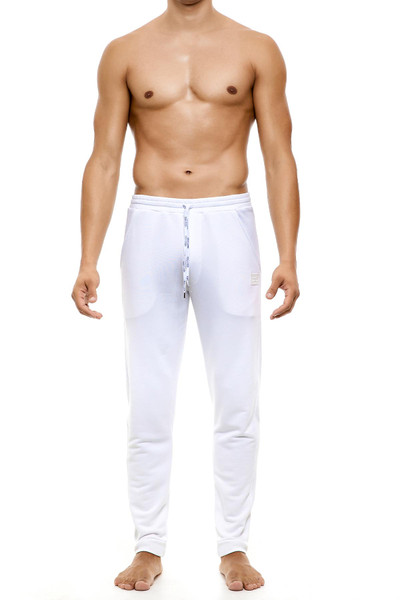 Modus Vivendi Diagonal Pants | White | 10352  - Mens Athletic Pants - Front View - Topdrawers Clothing for Men
