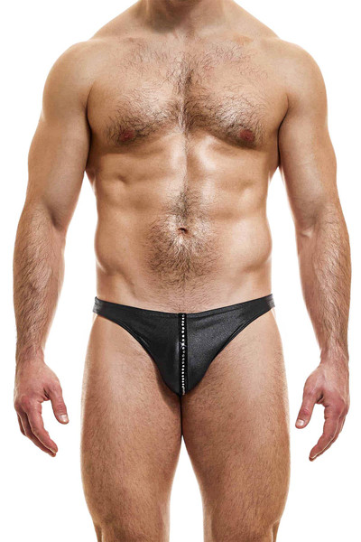 Modus Vivendi Flashy Low Cut Brief | Black | 19315-BL  - Mens Briefs - Front View - Topdrawers Underwear for Men
