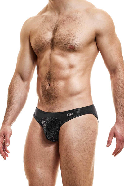 Modus Vivendi Sequins Mix Low Cut Brief | Black | 20313-BL  - Mens Briefs - Side View - Topdrawers Underwear for Men
