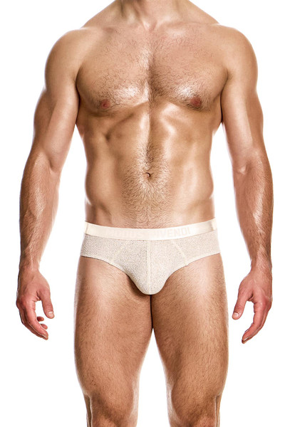 Modus Vivendi Purled Classic Brief | Ivory | 24315-IV  - Mens Briefs - Front View - Topdrawers Underwear for Men
